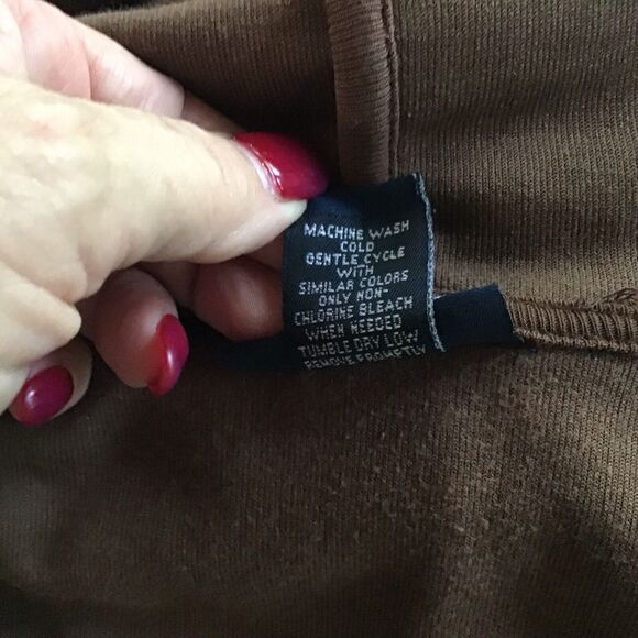 Venezia Jeans Velour Velvet Hoodie  26/ 28 Brown Jacket Pockets Zip Sporty - Picture 8 of 8